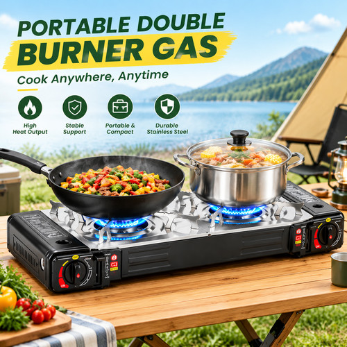 Portable camping gas double - portable,