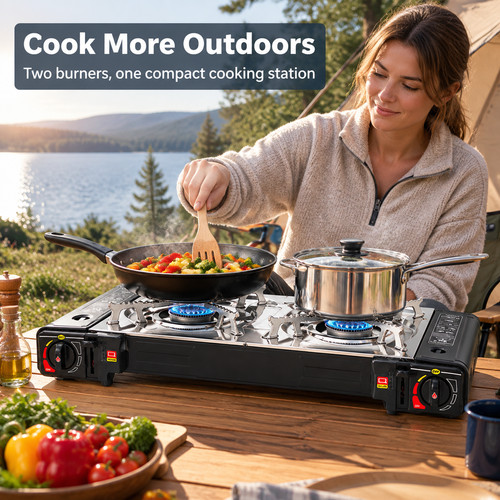 Portable double burner gas - portable,
